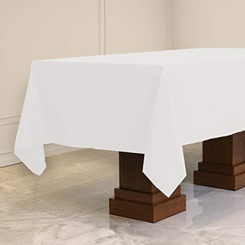 מלבן מלבן מלבן מלבן לבן שולחן מלבני לבן לשולחן 6 רגל | בד כבד | בד שולחן הוכחת כתמים למסיבות, חתונות,
